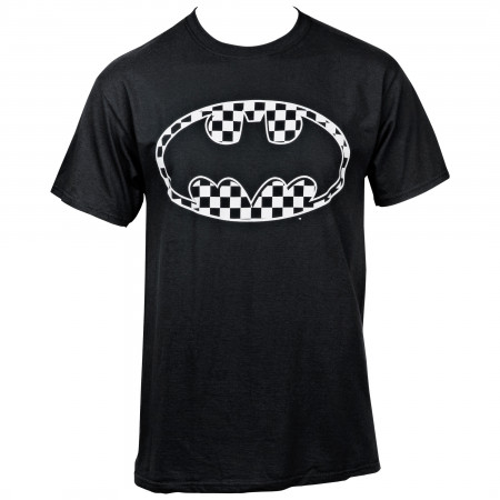 Batman Black and White Checkered Symbol T-Shirt